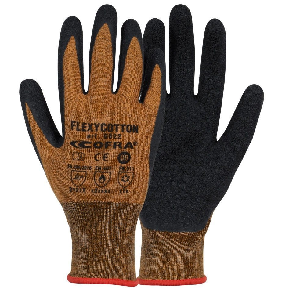 Γάντια Σαγρέ Λάτεξ Cofra Flexycotton rust/black